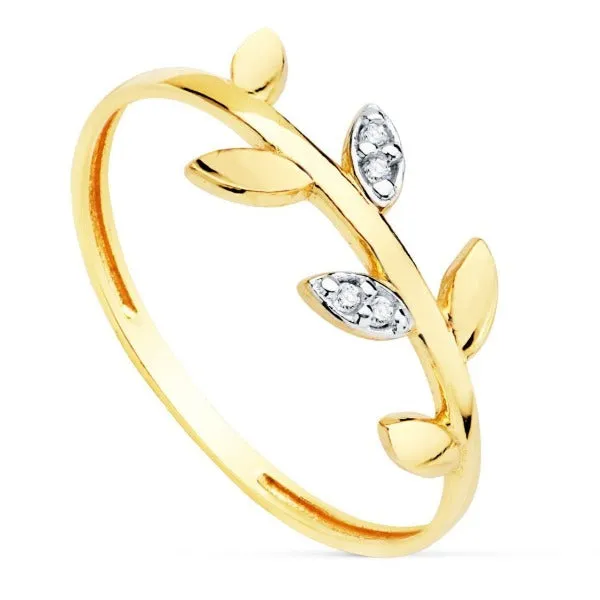 Anillo oro 18k hojas