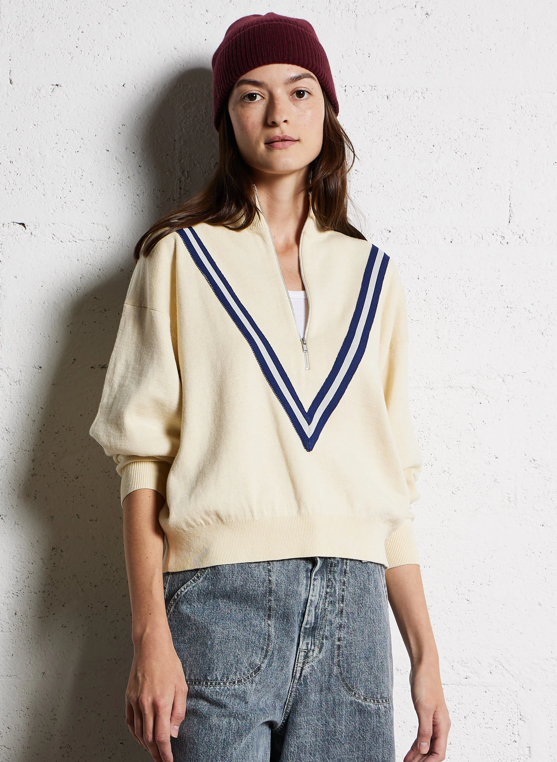 BELLEROSE GOPPO  JERSEY DE MEZCLA DE ALGODóN CON CUELLO ALTO EN BEIGE