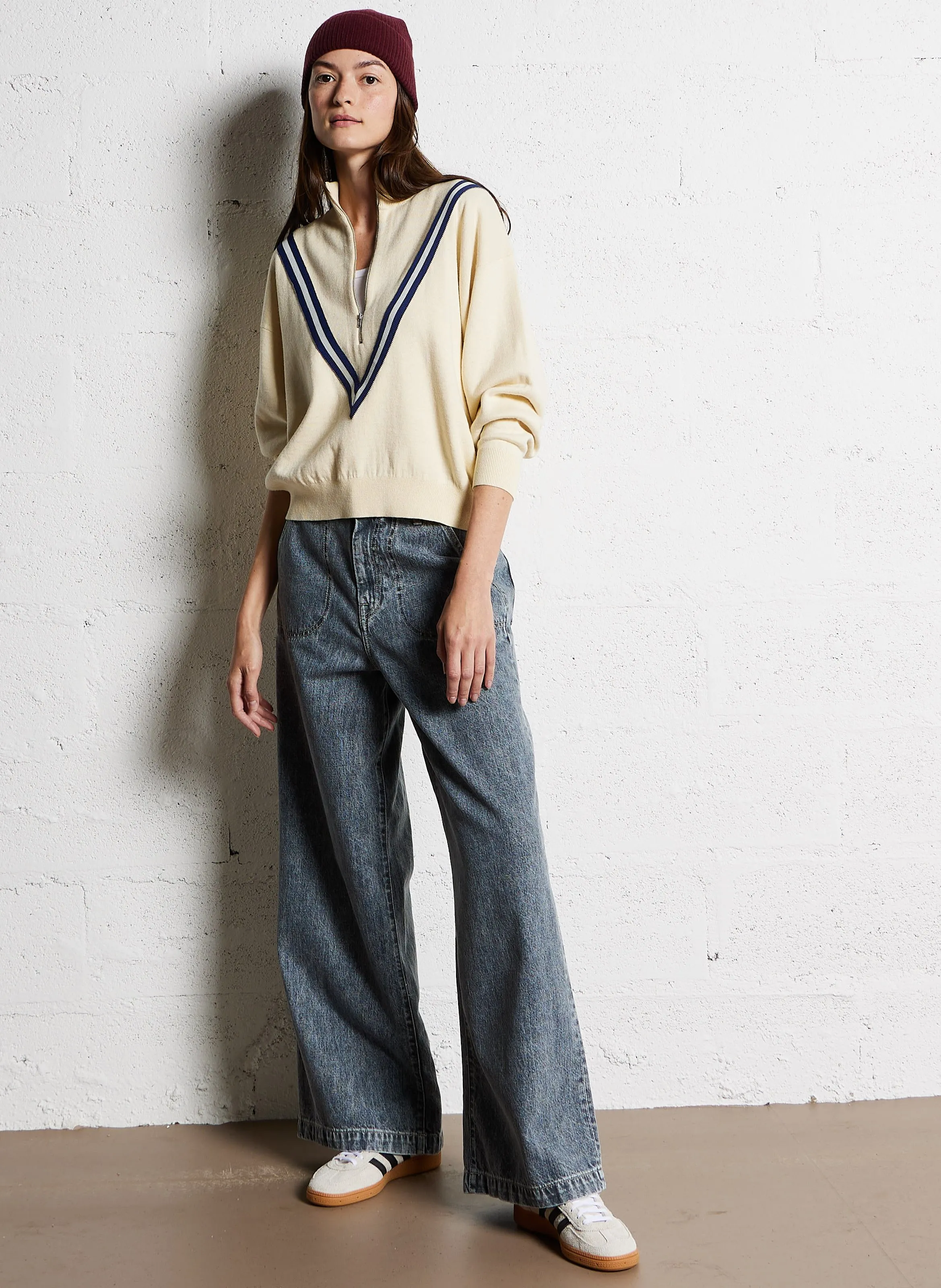 BELLEROSE GOPPO  JERSEY DE MEZCLA DE ALGODóN CON CUELLO ALTO EN BEIGE