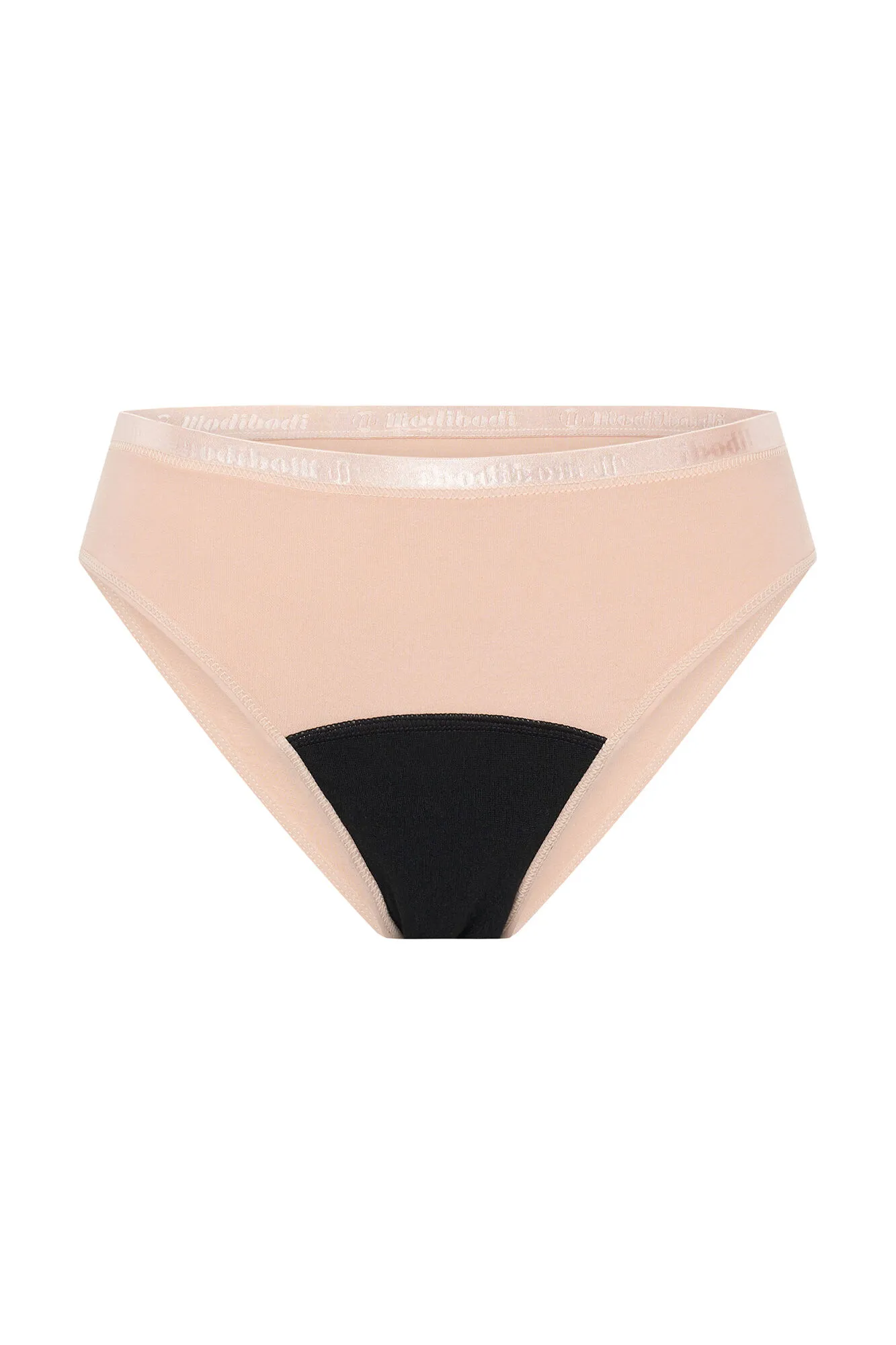Braga menstrual clásica brief alta bambú negra absorción ligera moderada