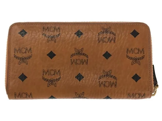 Cartera larga MCM en cuero camel Camello 