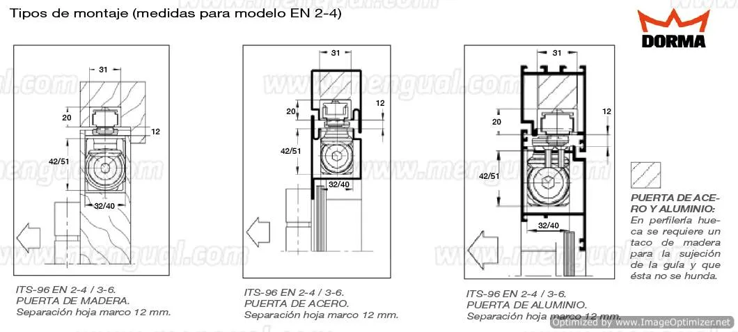 CIERRAPUERTAS EMBUTIDO DORMA ITS96 (EN36)