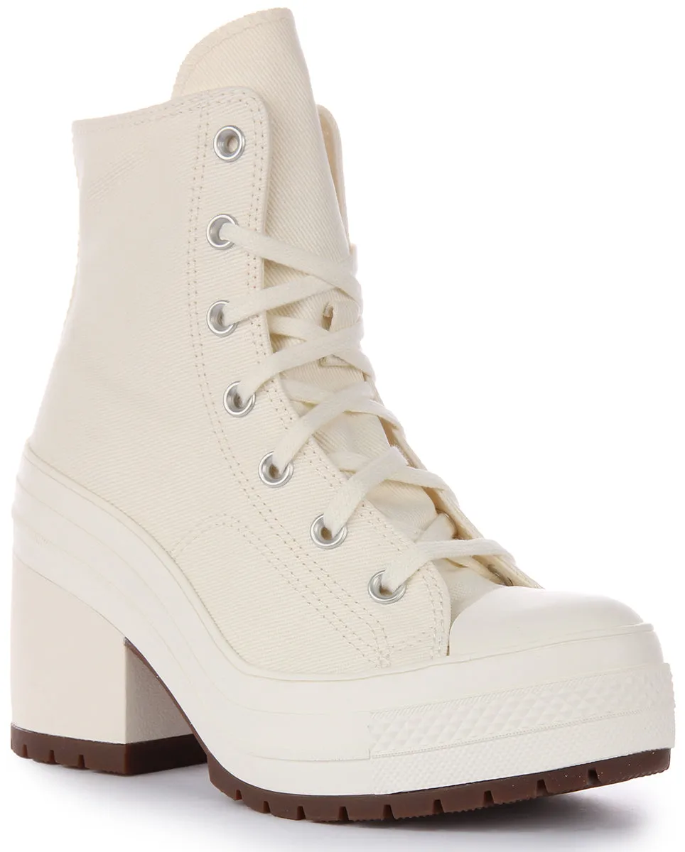 Converse Chuck 70 De Luxe Heel Zapatillas de lona con cordones para mujer en blanco