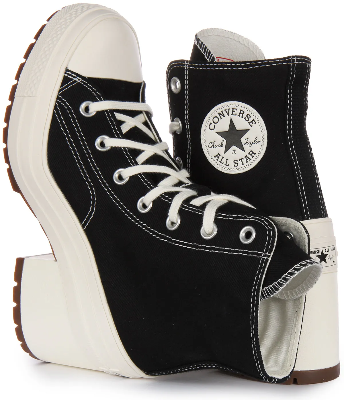 Converse Chuck 70 De Luxe Heel Zapatillas de lona con cordones para mujer en blanco