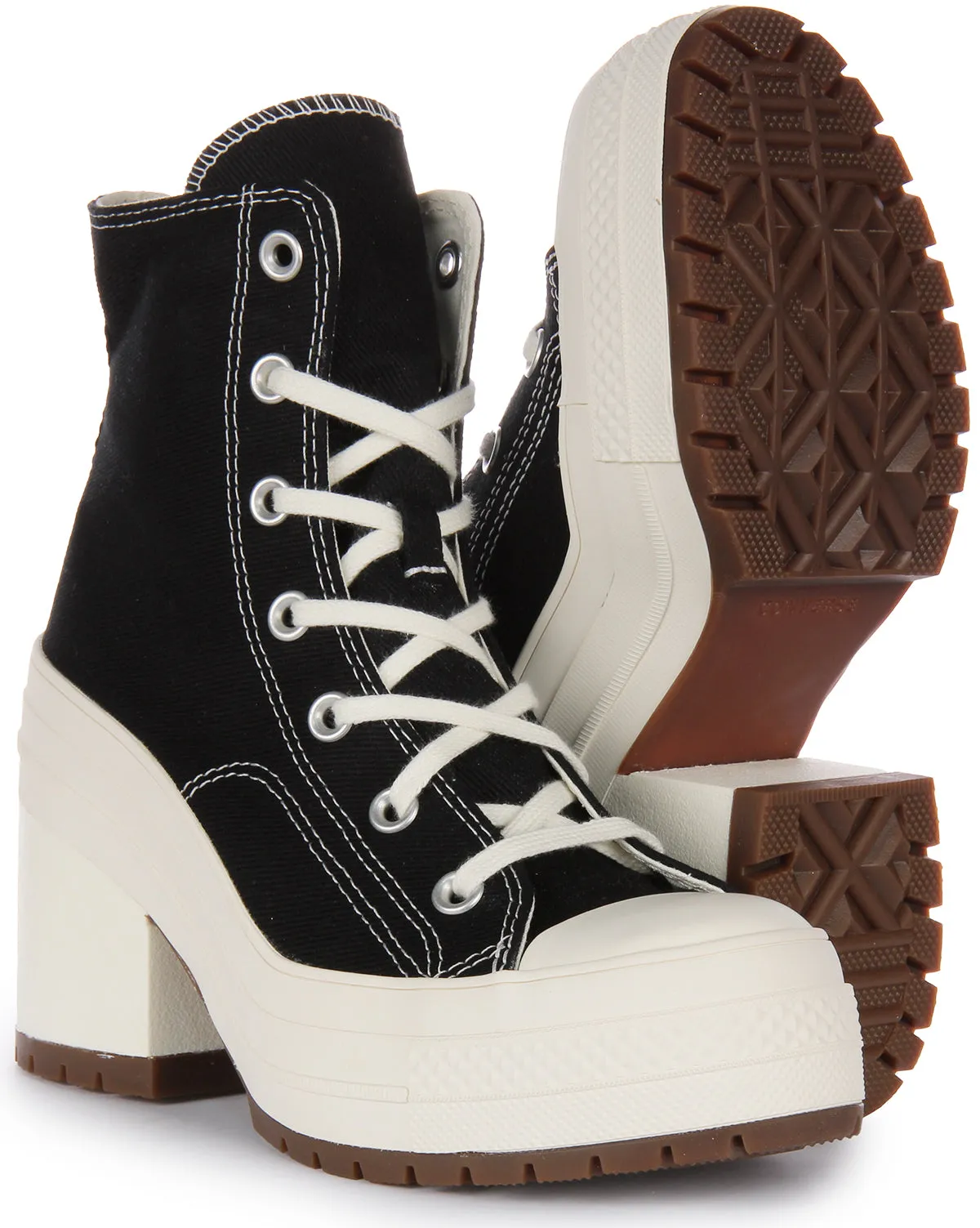 Converse Chuck 70 De Luxe Heel Zapatillas de lona con cordones para mujer en blanco
