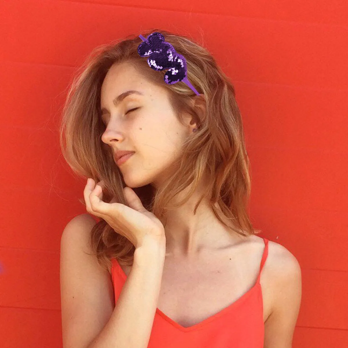 Diadema con Lentejuelas color Morado para Dama