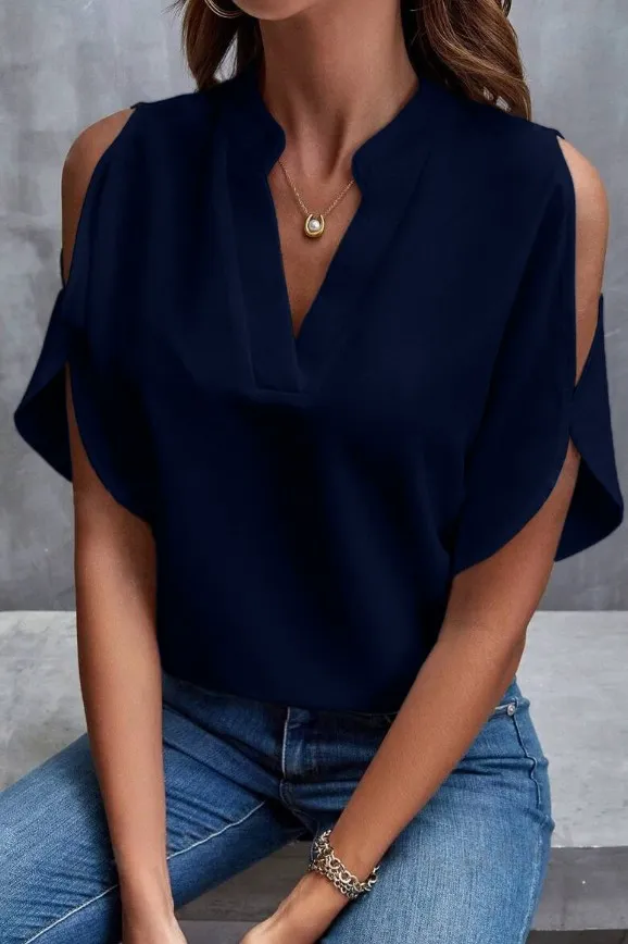 Elegante blusa holgada con escote en 