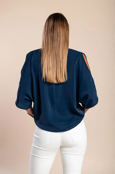 Elegante blusa holgada con escote en 