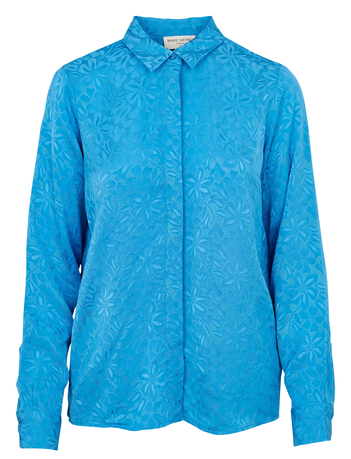 MARIE SIXTINE ASATI  CAMISA CON ESTAMPADO DE FLORES Y CUELLO ITALIANO EN AZUL