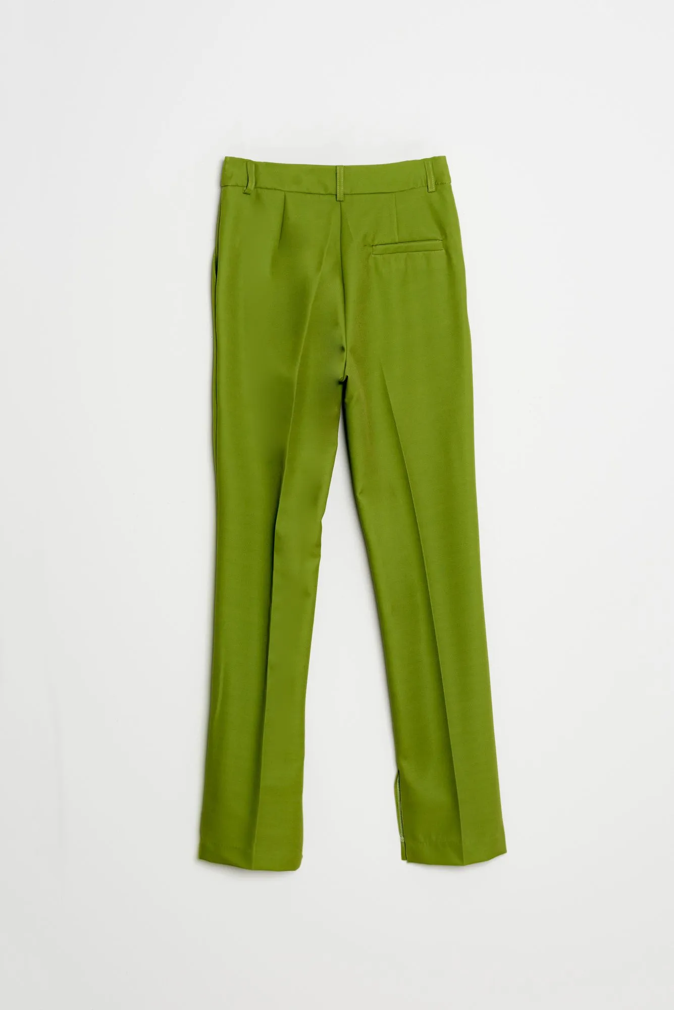 Pantalones aberturas laterales mujer color verde tiro alto