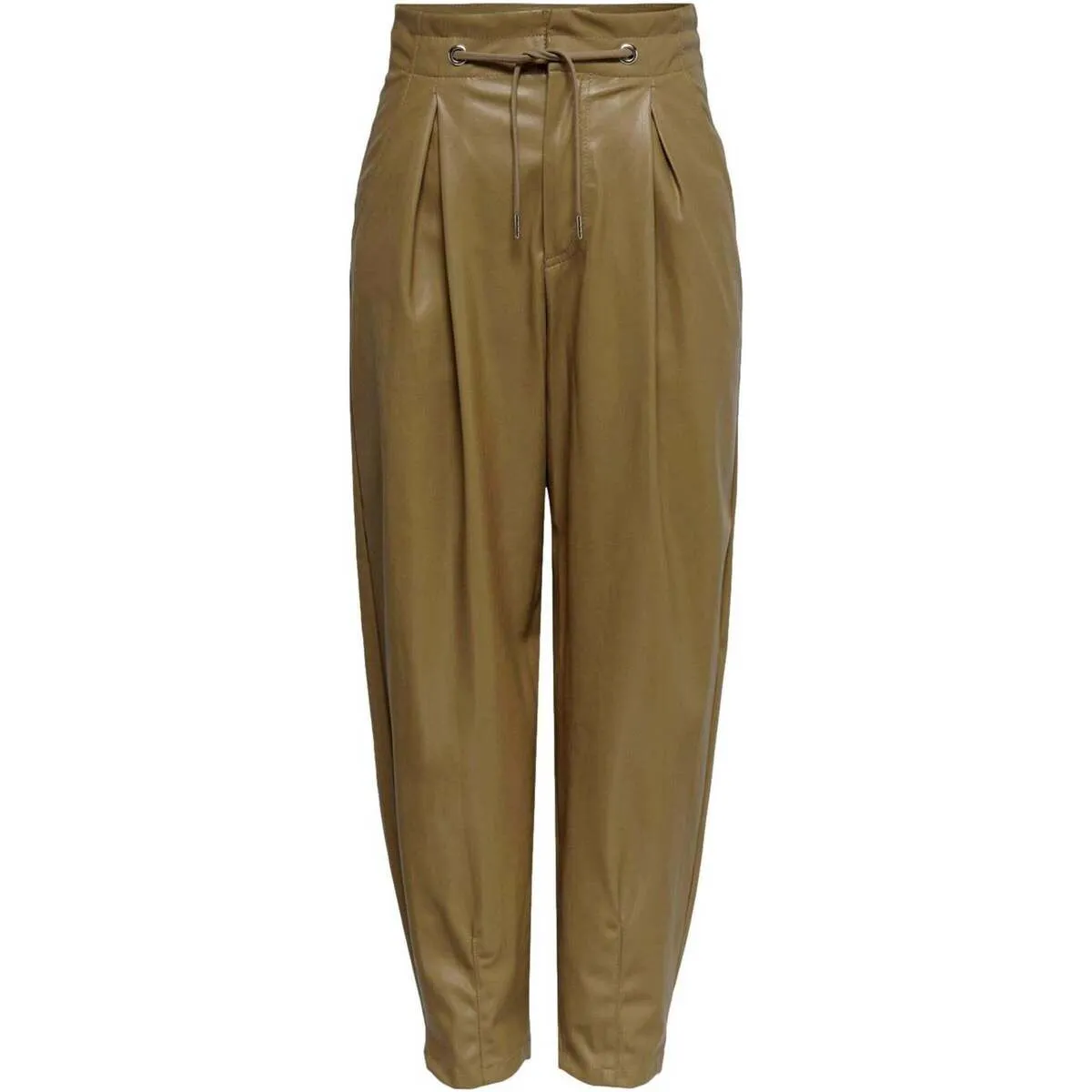 PANTALONES DE PIEL SINTETICA MARRON MUJER  15245549