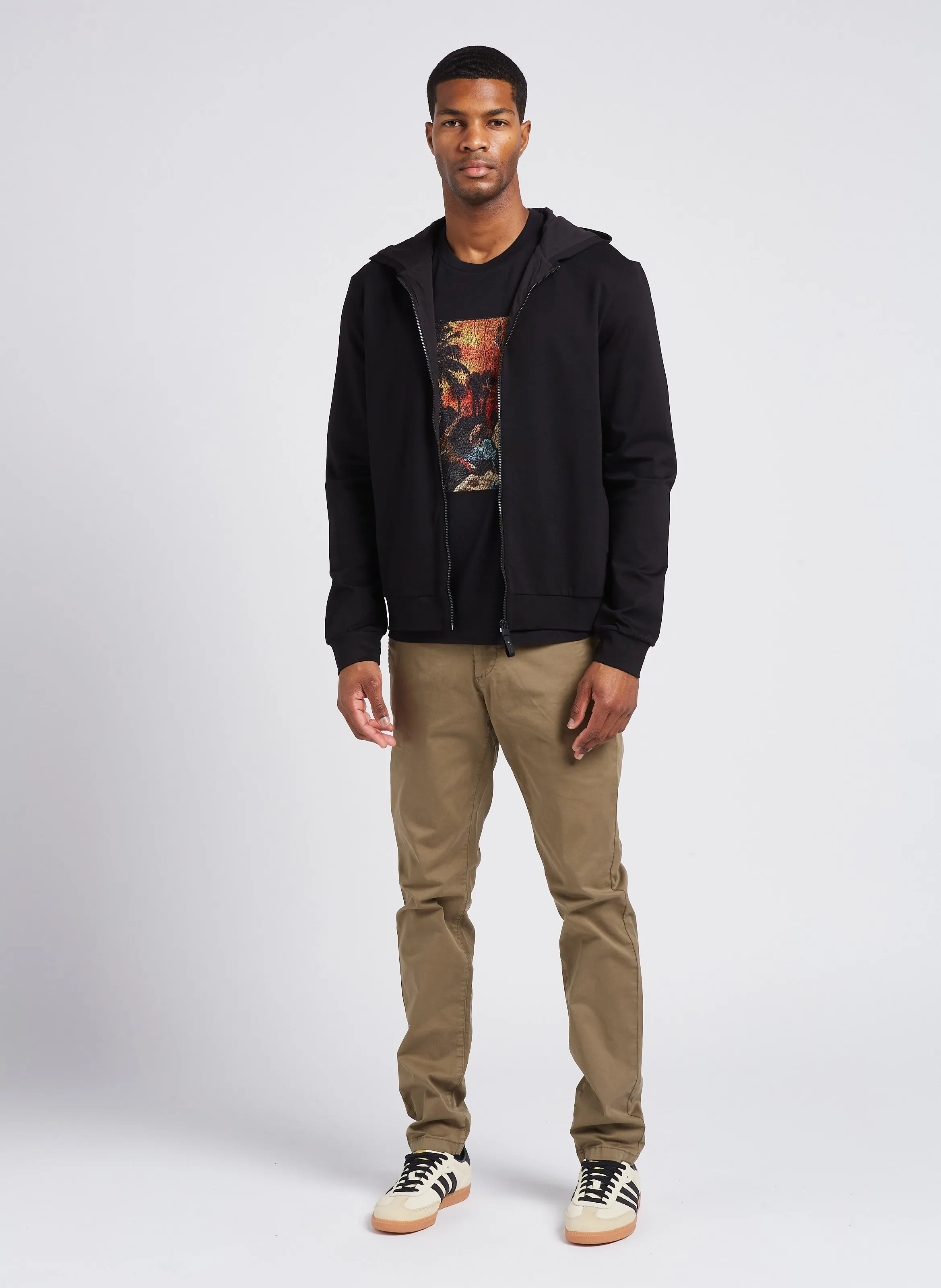 Pantalón chino de mezcla de algodón slim fit en caqui