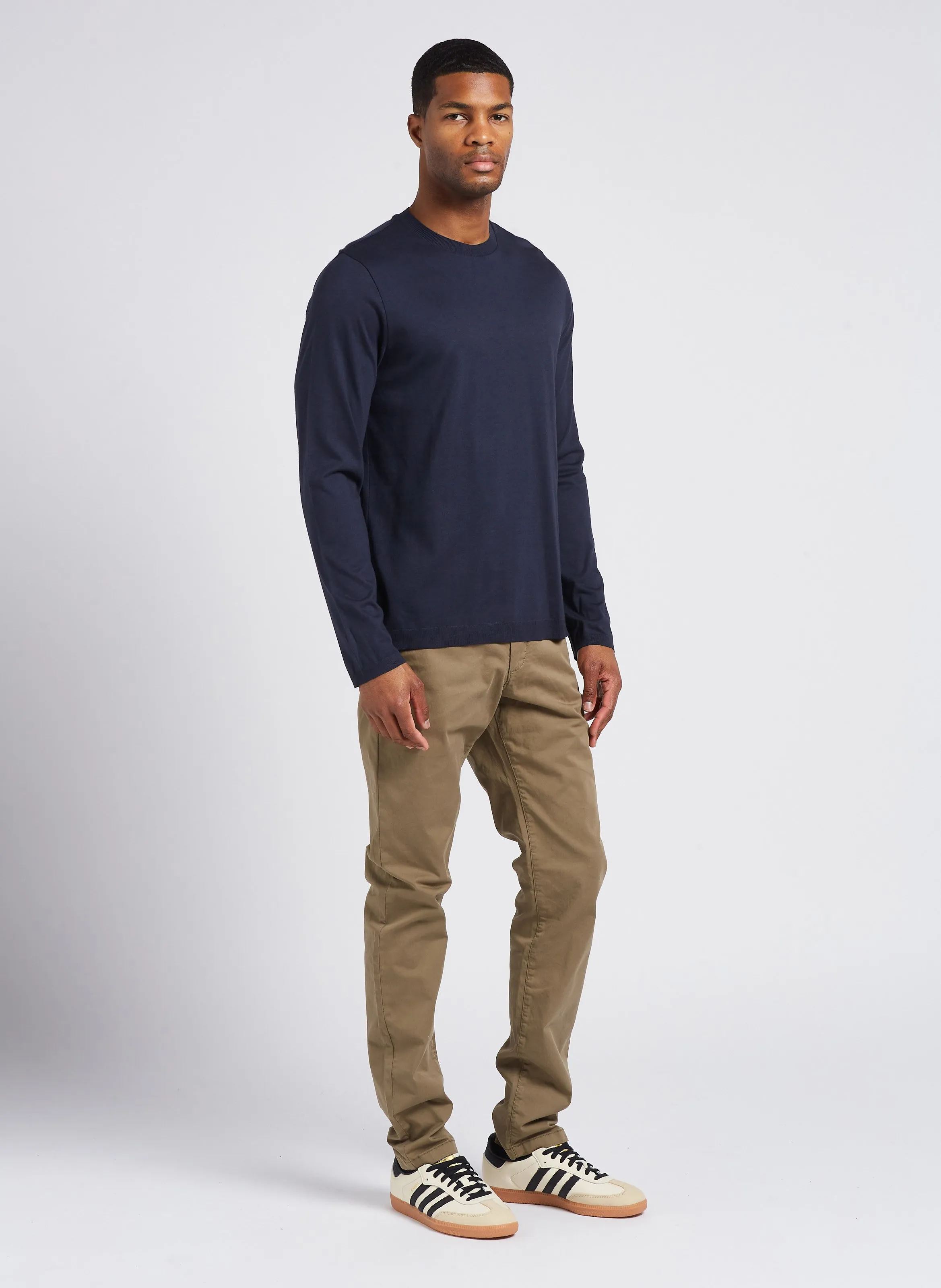 Pantalón chino de mezcla de algodón slim fit en caqui