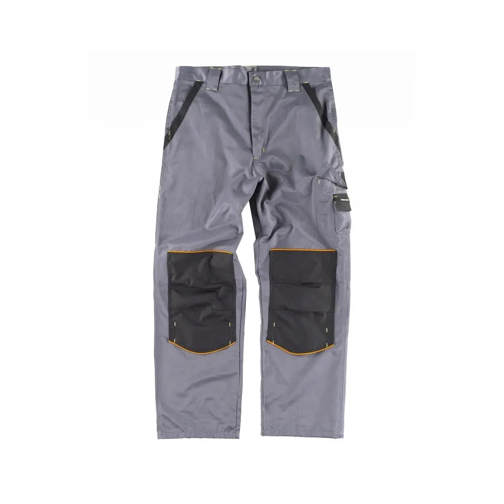 Pantalón con cintura elástica, multi bolsillos, bicolor, vivos en rojo/naranj