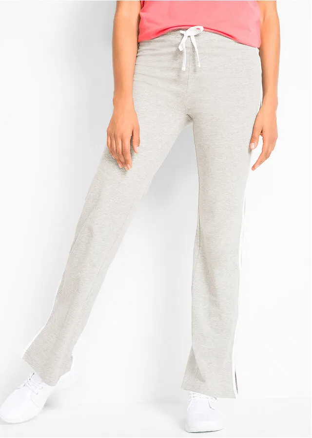 PANTALóN DE TEJIDO ELáSTICO EN UN PAQUETE DOBLE, CORTE RECTO NEGROGRIS CLARO JASPEADO