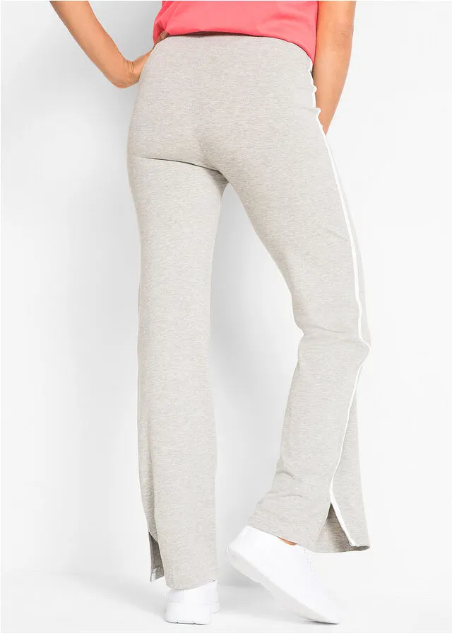 PANTALóN DE TEJIDO ELáSTICO EN UN PAQUETE DOBLE, CORTE RECTO NEGROGRIS CLARO JASPEADO