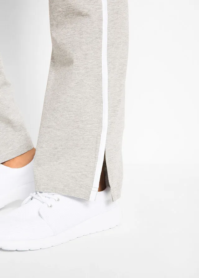 PANTALóN DE TEJIDO ELáSTICO EN UN PAQUETE DOBLE, CORTE RECTO NEGROGRIS CLARO JASPEADO