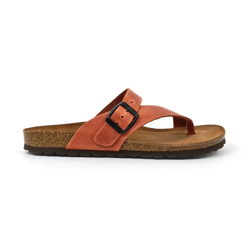 Sandalias Bio Mujer Piel Plantilla Acolchada 501 Rojo, de Blusandal