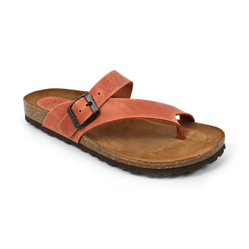 Sandalias Bio Mujer Piel Plantilla Acolchada 501 Rojo, de Blusandal