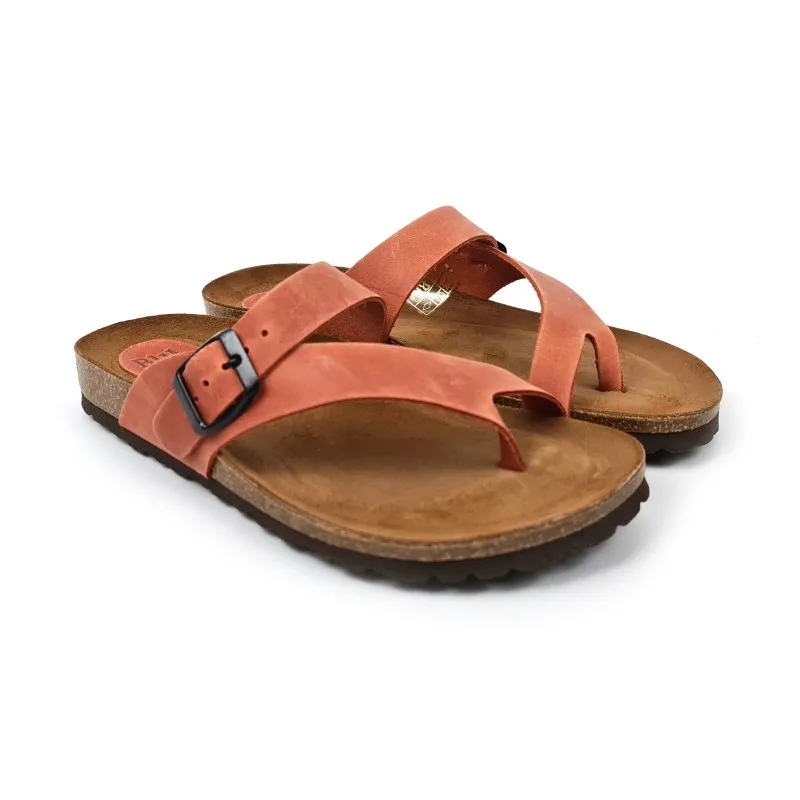 Sandalias Bio Mujer Piel Plantilla Acolchada 501 Rojo, de Blusandal