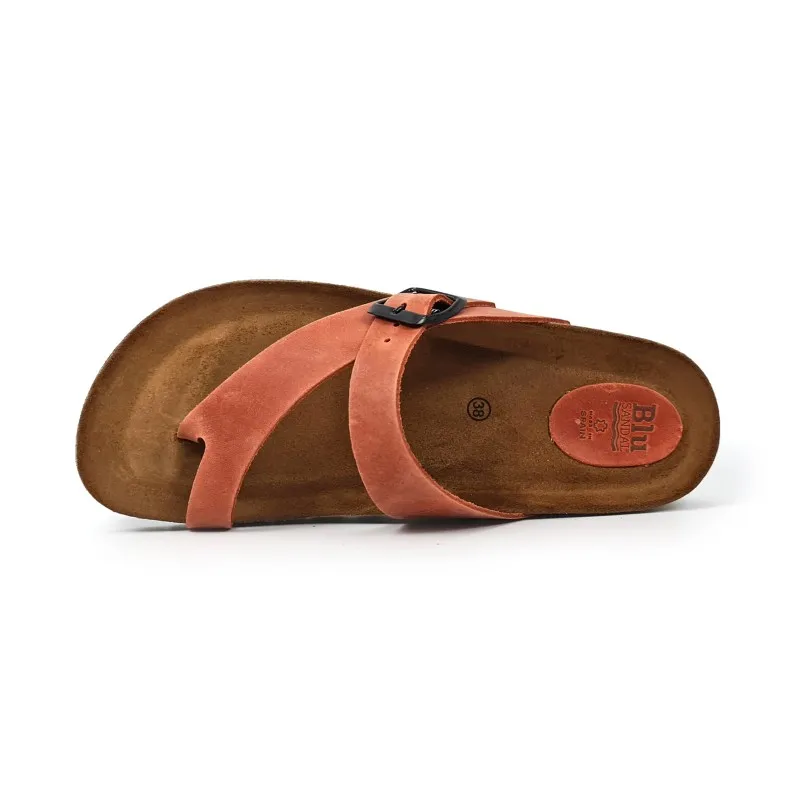 Sandalias Bio Mujer Piel Plantilla Acolchada 501 Rojo, de Blusandal