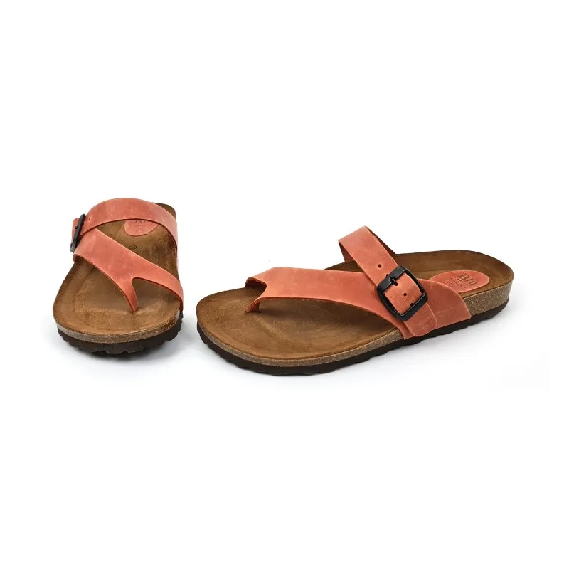 Sandalias Bio Mujer Piel Plantilla Acolchada 501 Rojo, de Blusandal