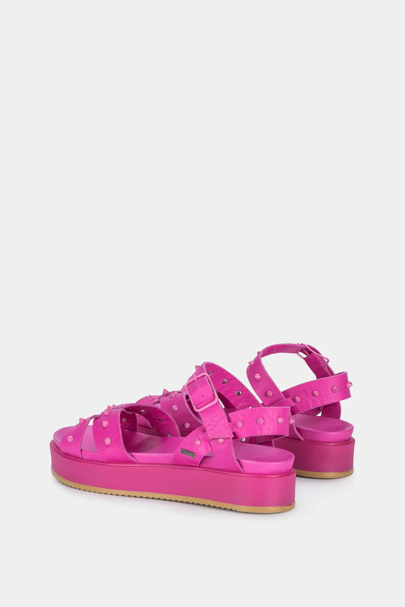 Sandalias plataforma palau de cuero para mujer taches metálicos