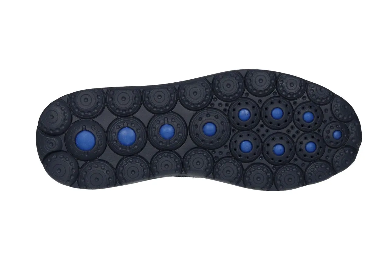 Sneaker Piel/nobuck Azul Cuello Nylon Piso Goma