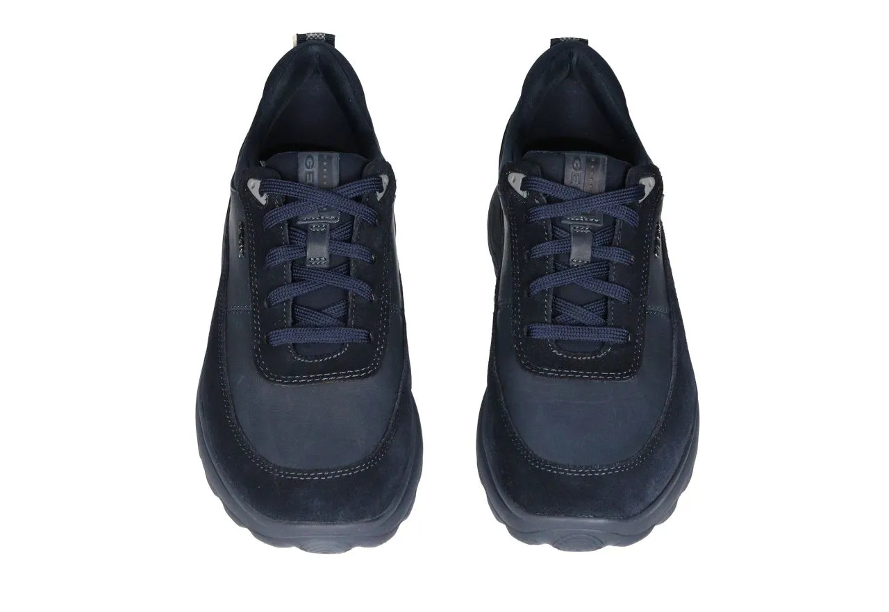 Sneaker Piel/nobuck Azul Cuello Nylon Piso Goma