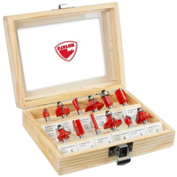 STAYER  1.351  JUEGO DE CUCHILLOS FRESADOS, VáSTAGO 6 MM, EMBALAJE DE MADERA, 12 PIEZAS