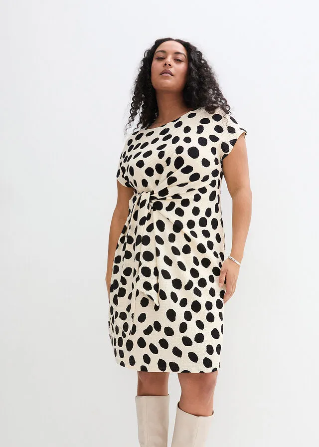 VESTIDO DE ALGODóN GRIS GUIJARRONEGRO ESTAMPADO