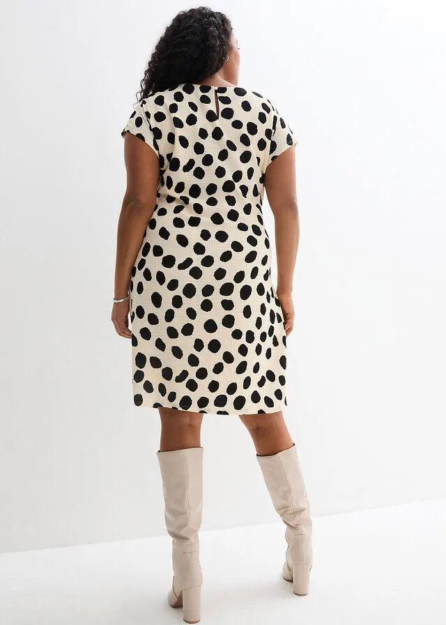 VESTIDO DE ALGODóN GRIS GUIJARRONEGRO ESTAMPADO