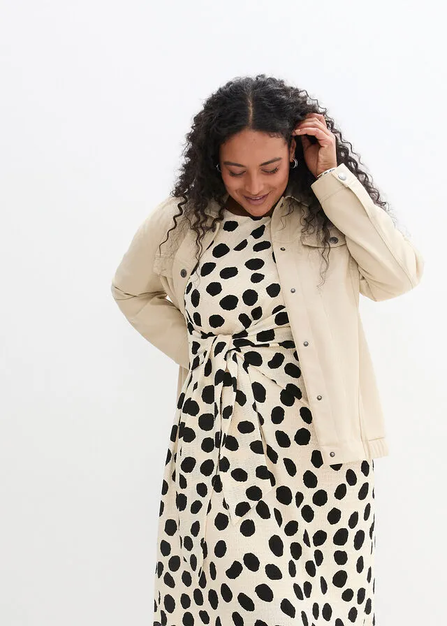VESTIDO DE ALGODóN GRIS GUIJARRONEGRO ESTAMPADO