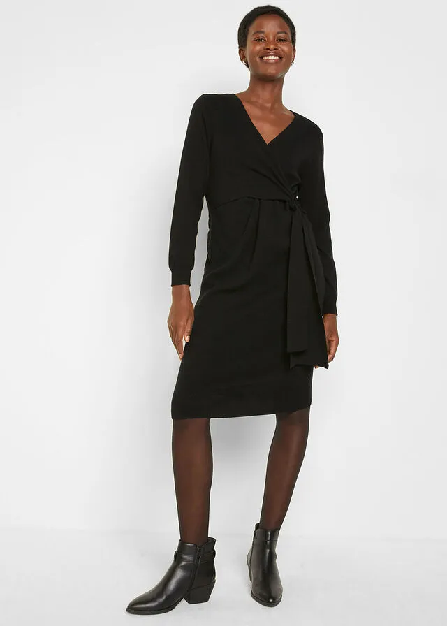 Vestido de punto premamá/de lactancia Negro