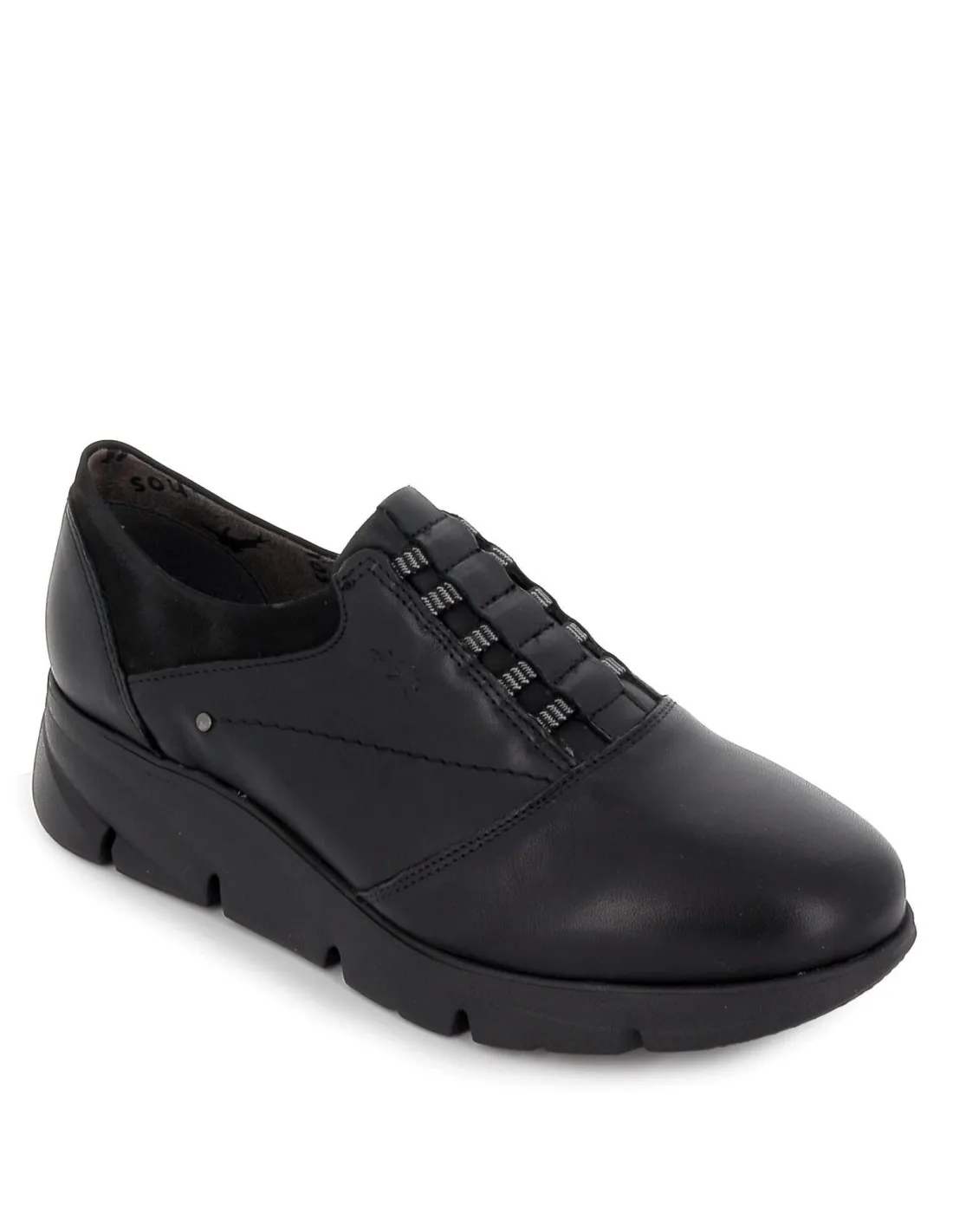 Zapato con cierre elasticos ultraligeros mujer negro Fluchos