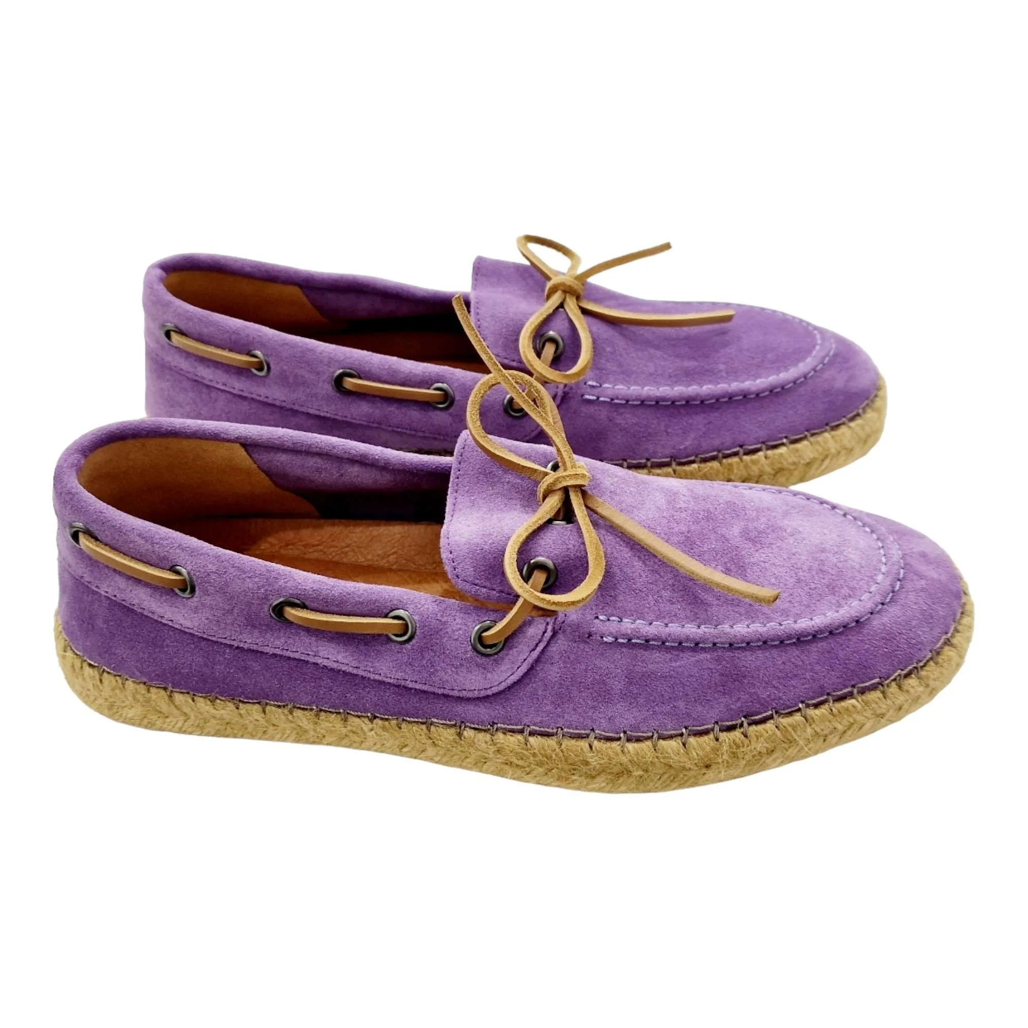 ZAPATOS MOCASÍN HOMBRE SUELA YUTE CORDÓN NÁUTICO LILA LILA